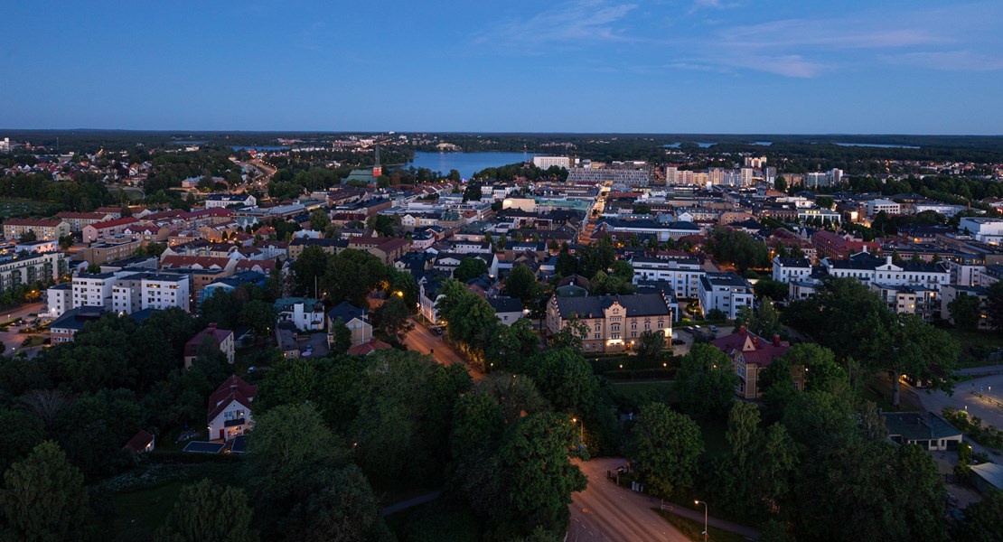 Växjö centrum från Brf Vattentornet